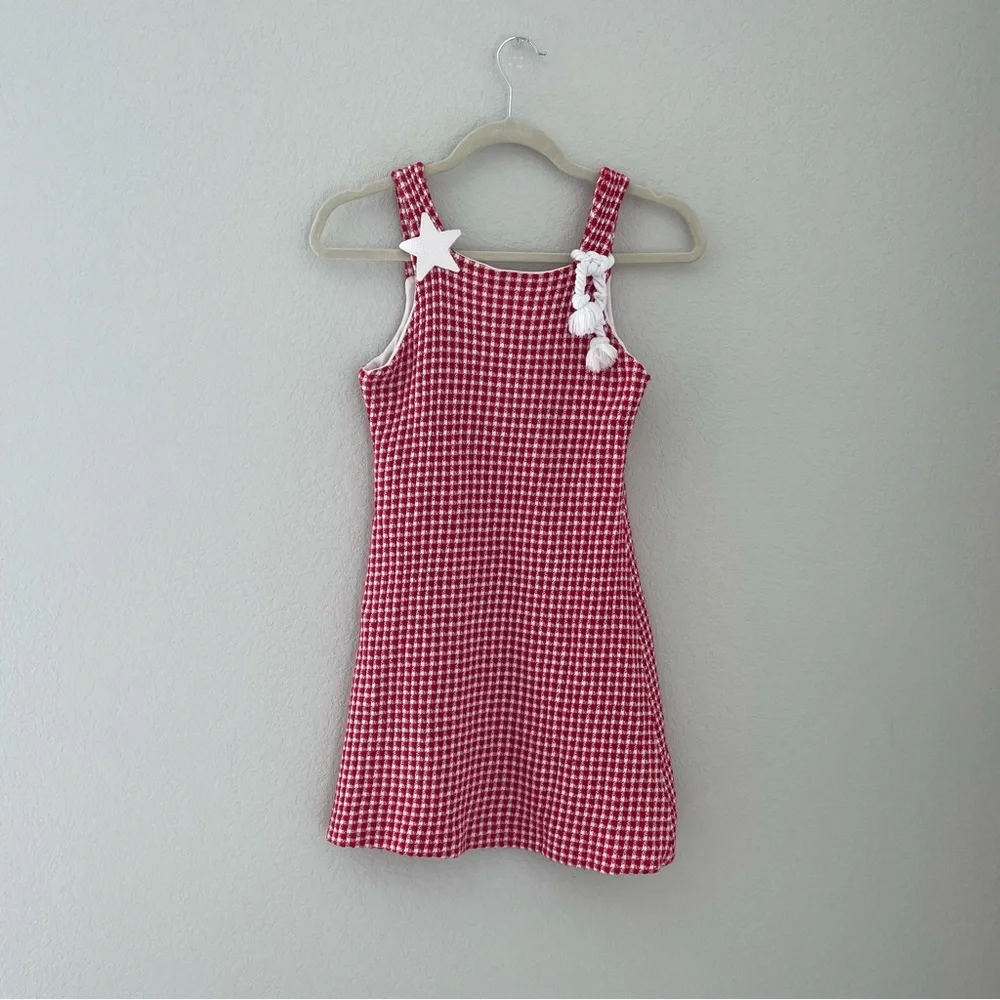 Vintage girls patriotic dress Red and White Checkered Gingham Sundress size 10